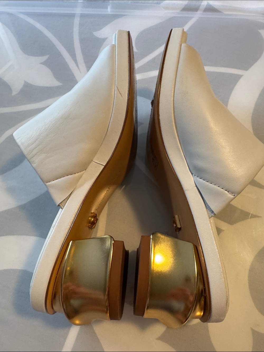 Donna Karan White Open-Toe Mule with Gold Accent - Picture 5 of 9